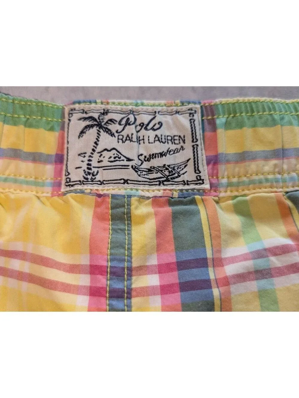 Vintage 90s/Y2K Polo Ralph Lauren Rainbow Madras Swim Trunks